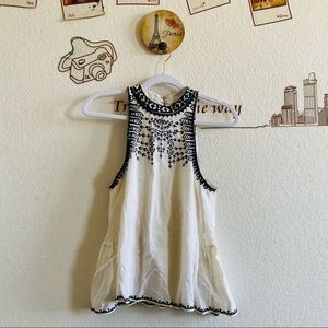 Ecoté Balck White Tribal Print Detail Halter Top 100% Rayon Size Medium